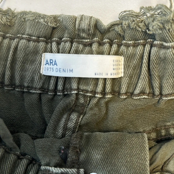Zara vintage army green distressed denim stretch shorts size 6 - Picture 12 of 12
